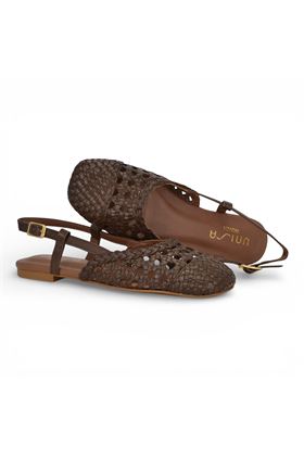 Slingback  Unisa intrecciata colore testa di moro. UNISA | BADRI-MID BROWN